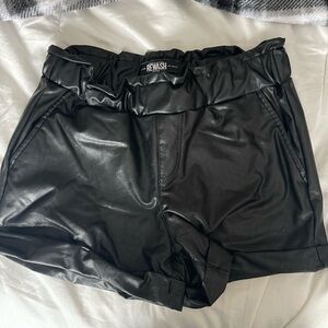 Rewash Black Leather-Style Shorts